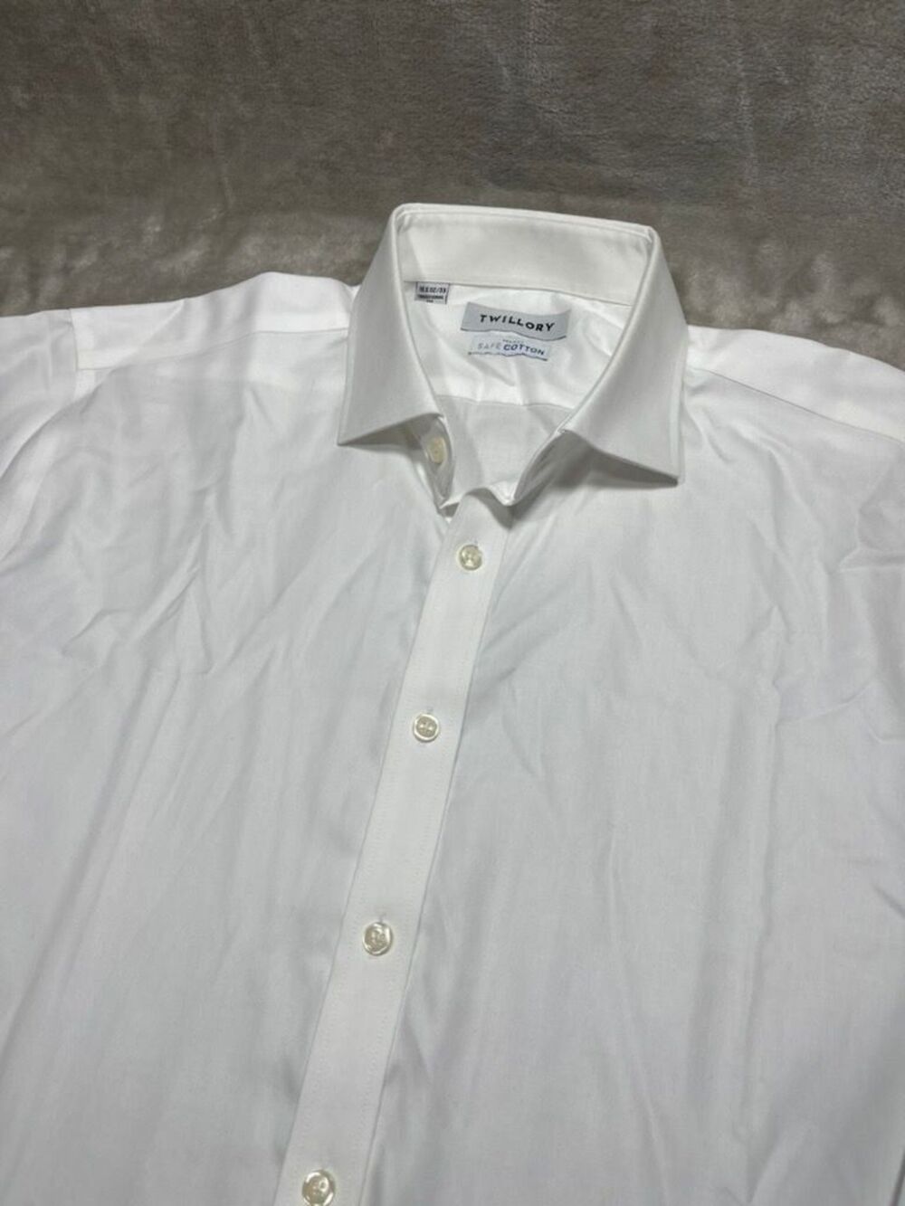 Twillory Non Iron Shirt Men Size 16.5 Large White Safe Cotton Button Long Sleeve